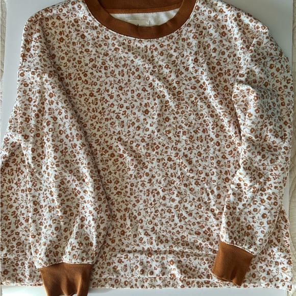 Lou & Grey Brown & Cream Floral Terry Oversized Super Soft Sweatshirt - Picture 2 of 7